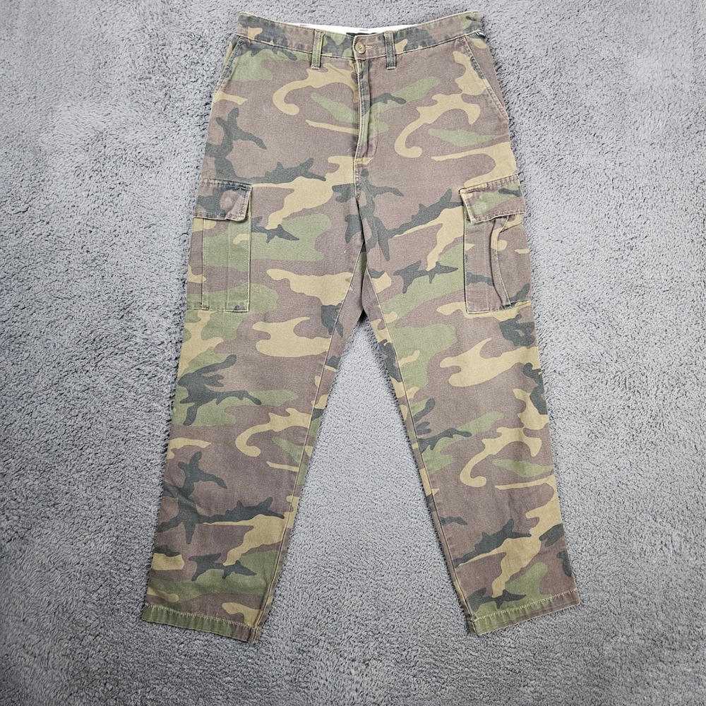 Vans Mens Camo Cargo Pants Size 30 Green Brown Camouflage Skate Military Utility